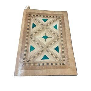 Large Tooled Leather Portfolio with Aztec Western Detailing